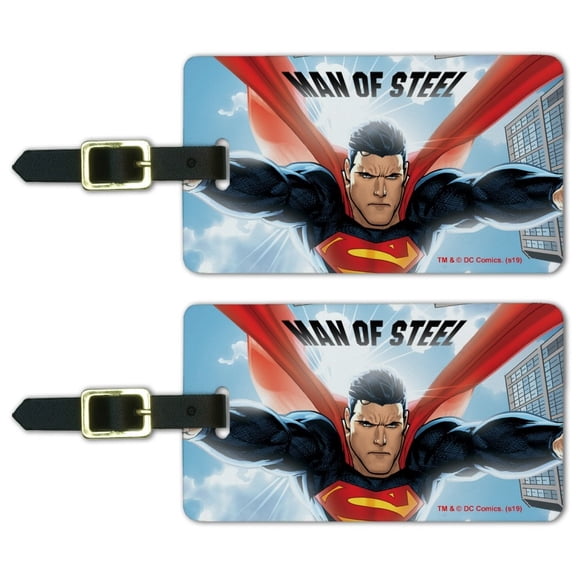 Superman Man of Steel Luggage ID Tags Suitcase Carry-On Cards - Set of 2