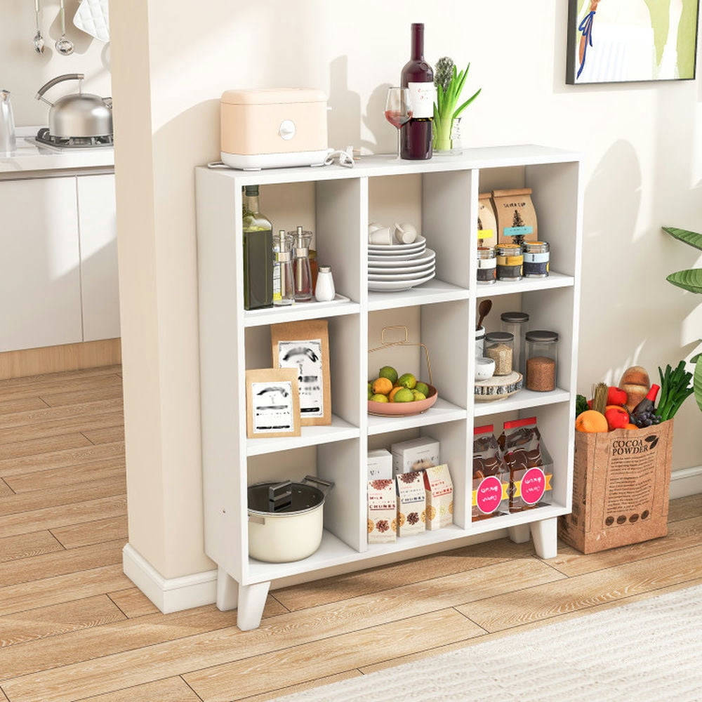 YYAo Bookcase Shelf, Bookshelf, Book Storage Rack, 9-Cube Bookcase with 6 Removable Shelves and Raised Support Feet-White
