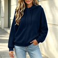 thumbnail image 2 of Full Zip Hoodie Sweatshirts for Women,Oversized Long Sleeve Drop Shoulder Casual Sweatshirt with Drawstring Hooded,Vacation Travel Outfit, 2 of 6