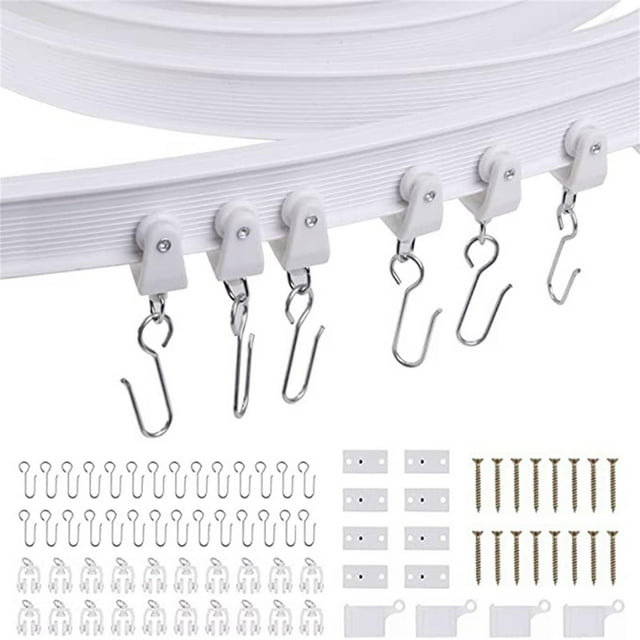 WHEANG PVC Plastic Curtain Rail Set 3 Meter Bendable Track Quiet U Shaped L Shaped Curved Track