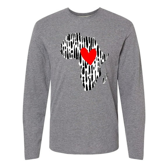 Inktastic Black History Month Ink Print African Heart Long Sleeve T-Shirt