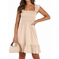 thumbnail image 3 of Women'S Summer Sleeveless Square Neck Dress Ruffle Backless Boho Beach Cute Teen Short Sundress Color S, 3 of 10