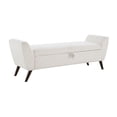 thumbnail image 6 of S-HOME 60 Inch Storage Bench in Teddy Cream with Comfortable Padding and Mid Century Wood Legs for Living Room Bedroom, 6 of 7
