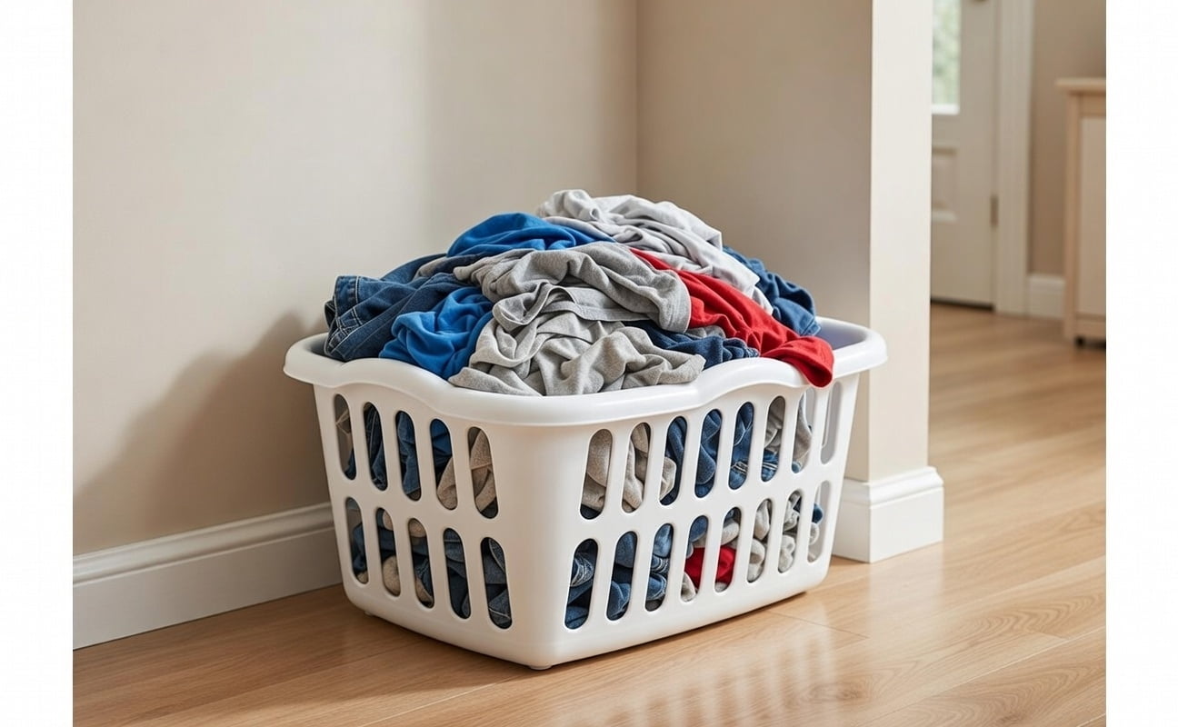 Extra Large Rectangular Plastic Laundry Basket - 24" x 17.75" x 10.375", Ventilated Design with Comfort Grip Handles, White, Ideal for Family Clothes Storage and Transport