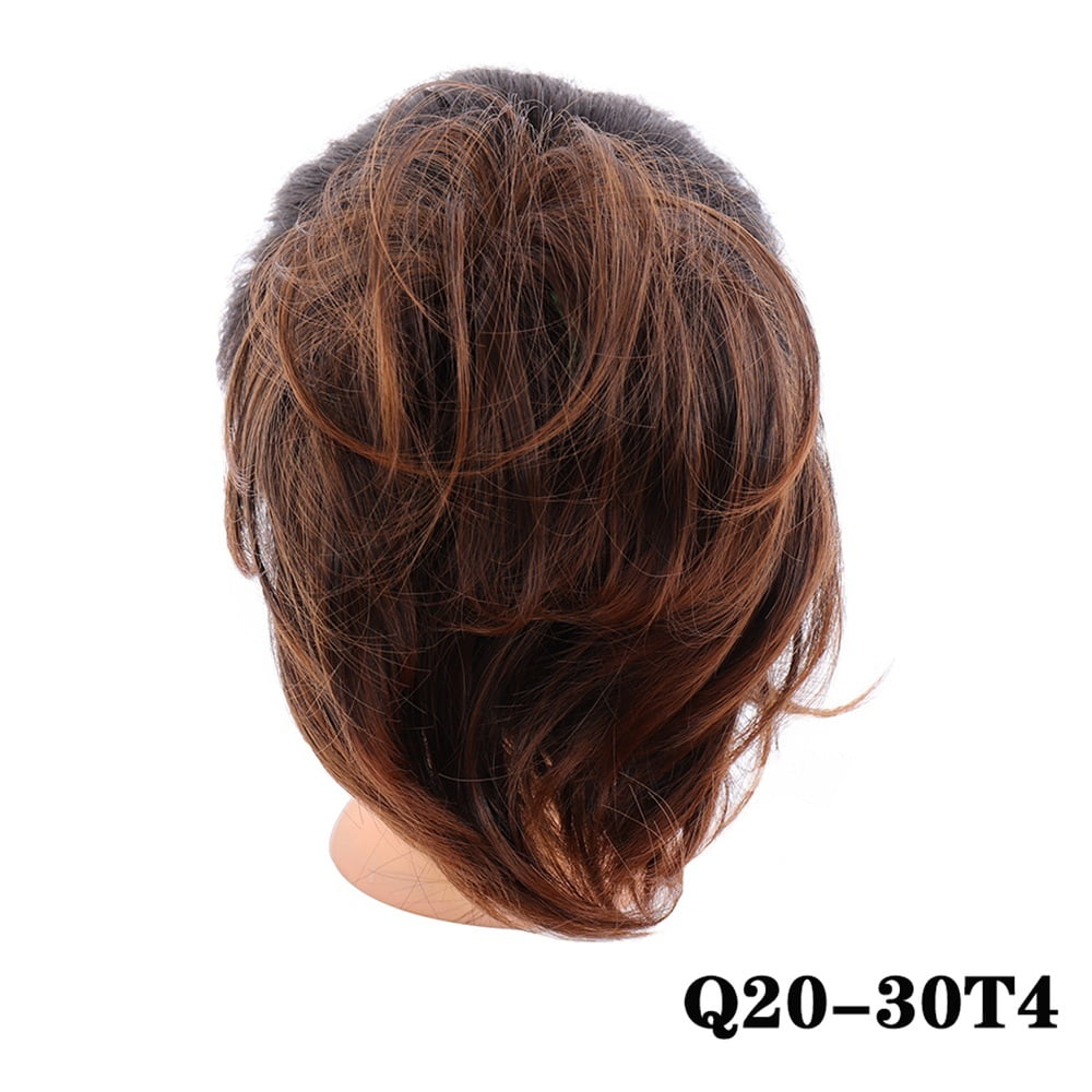 Synthetic Messy Bun Scrunchie Chignon with Elastic Bands Donut Straight Ponytail Hair Pieces