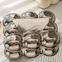 Ceramics Tissue Box Holder, Rectangle Toilet Paper Storage Holder Napkin Dispenser Facial Tissue Holder Case for Countertop Vanity decor Argent