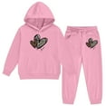thumbnail image 3 of Big Girls Valentines Day Animal Print Hooded Sweatshirt Jogger With Heart Design Two Piece Outfit Kids Sets Clothes, 3 of 6