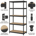 thumbnail image 5 of Topeakmart 2 Pieces of 5 Tiers Adjustable Metal Storage Shelving Heavy Duty Boltless Display Stand, Black, 5 of 7