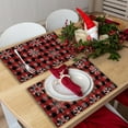 thumbnail image 6 of 4 Pieces Christmas Plaid Snowflakes Placemats 12x18 Inch Red Buffalo Plaid Xmas Place Mats Christmas Plaid Dining Table Place Mats Decorations for Christmas Kitchen Housewarming Gifts, 6 of 6