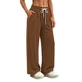 thumbnail image 7 of ZHYou No Boundarie Wide Leg Drawstring Sweatpants for Women Casual Loose Fit Comfy Flare Jogger Pants with Pockets,Brown,Size XL, 7 of 7