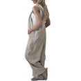 thumbnail image 3 of ZAXARRA Women Casual Loose Cotton Linen Overalls Wide Leg Pants Jumpsuit Baggy Trousers Playsuit, 3 of 4