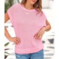 thumbnail image 3 of Camiseta PRETTYGARDEN para mujer, primavera-verano, ganchillo, rosa y algodón, 3 of 9