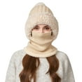 thumbnail image 6 of 3 in 1 Beanie Hat For Women, Upgrade 3 in 1 Beanie Hat with Scarf and Mask, Fall Winter Warm Knitted Ski Scarf and Mask Set (Beige), 6 of 9
