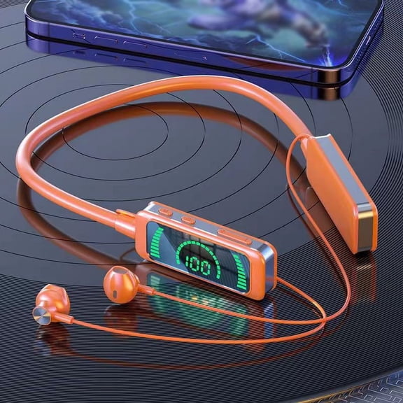 TOPRenddon Bluetooth Neckband Earbuds Headphones, Wireless IPX5 Waterproof Headset, Digital Display Screen, Magnetic Design, Portable Lightweigh Earphones for Sports Home Traveling Outdoor Business