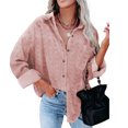 thumbnail image 2 of Cárdigan de gasa con cuello jacquard y manga larga, corte holgado, color rosa, talla M Autumn Chic, 2 of 6