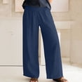 thumbnail image 2 of Women‘s Cotton and Linen Trousers Loose Large Size Wide Leg Pants with Pockets, 2 of 7