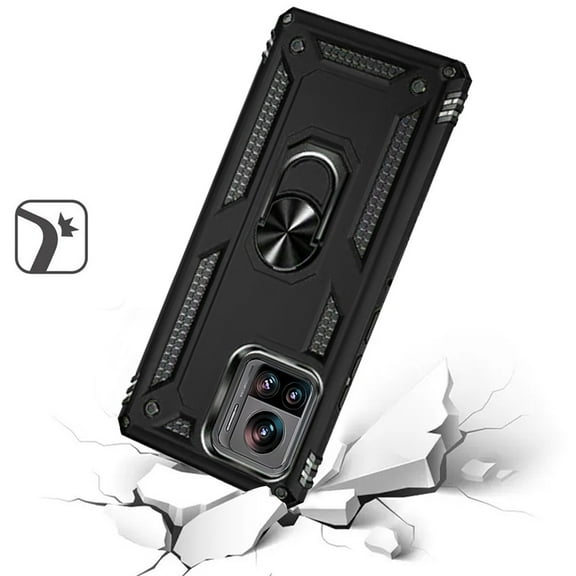 For Motorola Edge  Plus 2023 Military Grade Rugged Dual Layers 2in1 Hard TPU Shockproof Hybrid with Ring Kickstand Cover ,Xpm Phone Case [ Black ]