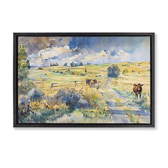 Stupell Industries Roaming The Land Scenic Black Framed Floater Canvas Wall Art design by LSR Creative Studio, 17 x 25