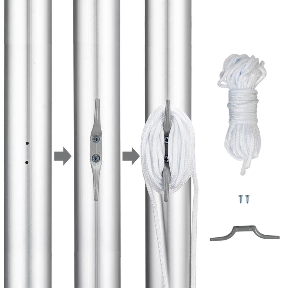 Zimtown Outdoor 20ft Aluminum Sectional Flagpole Kit Halyard Pole + 2PC US American Flag,Garden