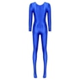 thumbnail image 6 of TiaoBug Womens Oil Shiny Bodystocking Long Sleeve Full Body Jumpsuit Gymnastic Workout Leotard Bodysuit Blue M, 6 of 7