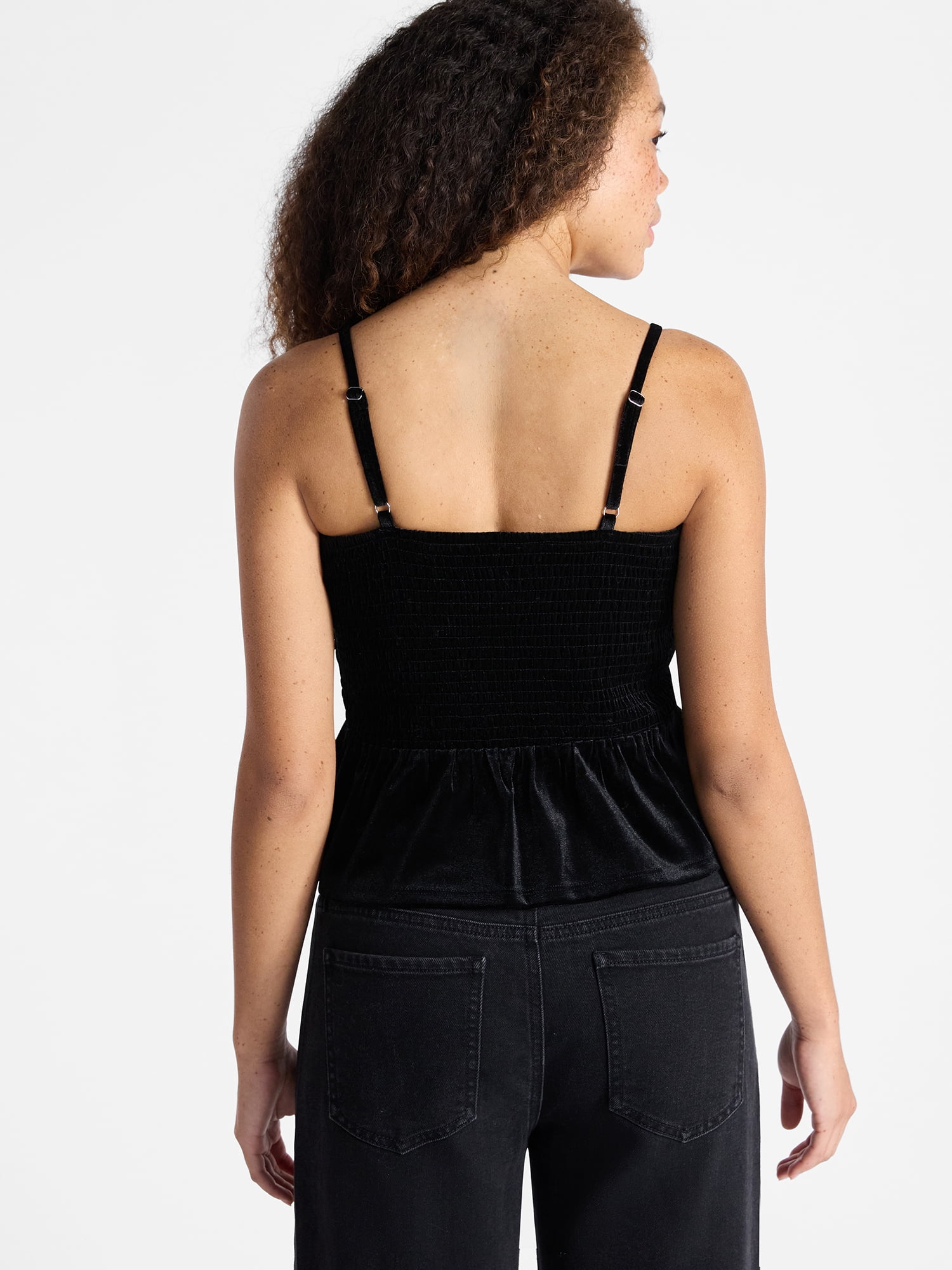 No Boundaries Velvet Smocked Peplum Cami, Women's