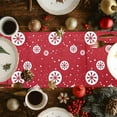 thumbnail image 5 of Linnome Christmas Snowflake Table Runner - Crimson Red Polyester Fabric for Indoor Outdoor Party Table Decor, 5 of 6