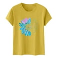 thumbnail image 4 of YEJIMAN Yellow Tank Top For Women, Polyester,Spandex Womens Shirts, Women's Sunflower Summer T Shirt Plus Size Loose Top Tops Girls Short Sleeve Graphic Casual T Shirt, 4 of 5