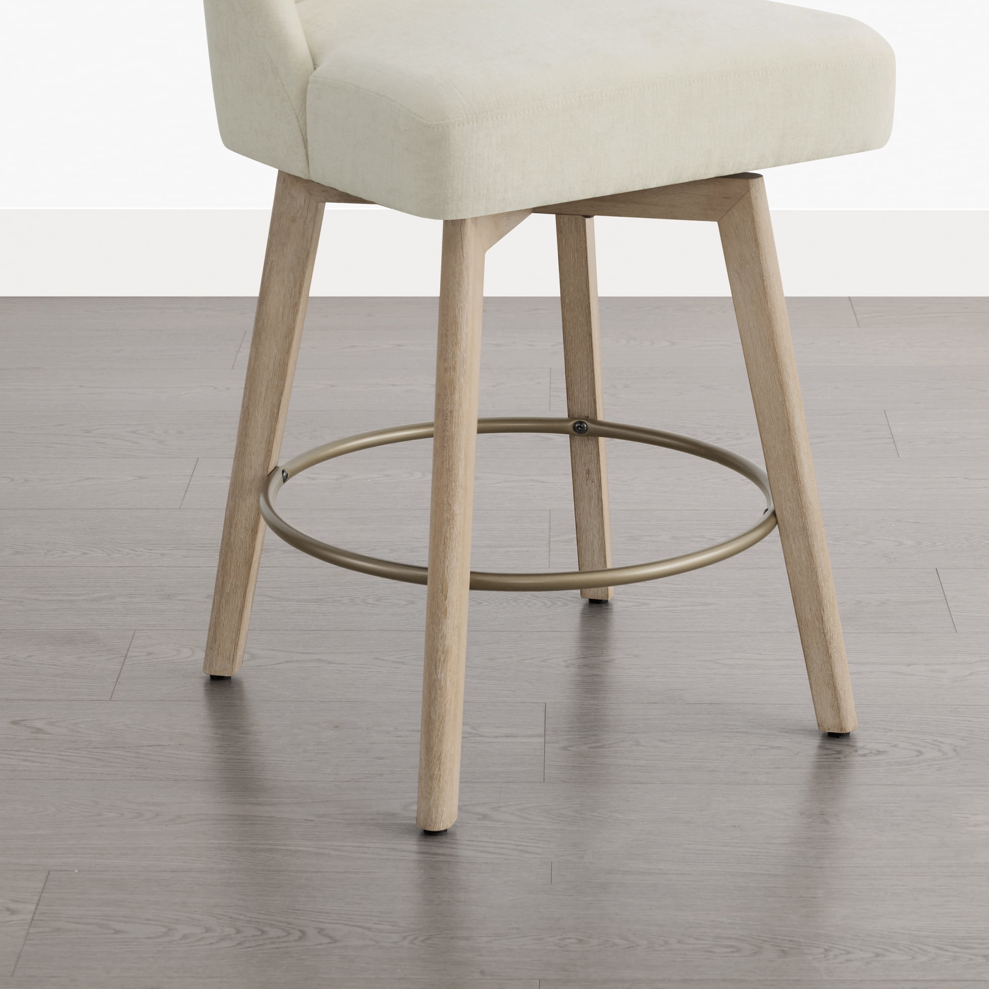 Spruce & Spring Modern Swivel Counter Stool with Upholstered Seat and Rounded Back for Kitchen or Bar Set of 2, Sand