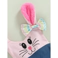 thumbnail image 6 of Arvbitana Baby Girls Easter Romper Sleeveless Cartoon Print Patchwork Rabbit Ears Bow Frills Bodysuits Summer Cute Jumpsuits Tops for Newborn 0-24M, 6 of 9