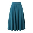 thumbnail image 4 of WENWU Women's Solid Lightweight Flare Midi Pull On Closure Skirt High Waist Skirt Corduroy Skirt, 4 of 6