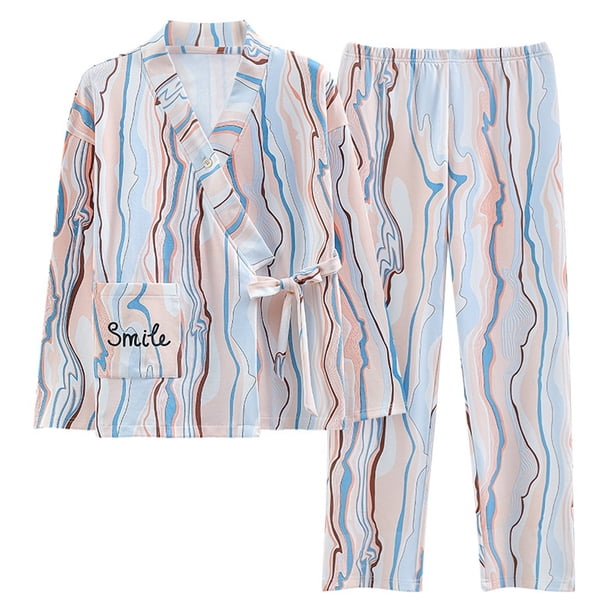 Conjunto de pijama para mujer, ropa de dormir de manga larga, conjunto de ropa de dormir de 2 piezas, conjuntos de salón