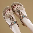 thumbnail image 5 of Gubotare Womens Sandals Sandals Women Flat Shoes Dressy Summer Bohemian Flats Shoes for Women Sandals Comfortable Ankle Strap Outdoor Walking (Beige,Size 7), 5 of 6