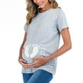 thumbnail image 5 of Zwiiyzr Womens Summer Tops Maternity Shirts Round Neck Ladies Trendy Solid Color Print Short Sleeve Pregnant Casual Tops Gray, 5 of 6