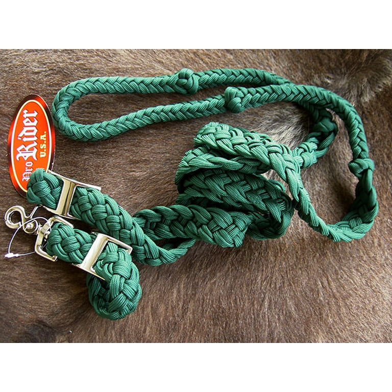 CHALLENGER Roping Knotted Horse Tack Western Barrel Reins - Emerald