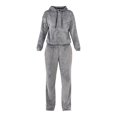 thumbnail image 2 of No Boundaries Plush Hoodie and Flare Pants Set, 2-Piece, Women's and Women’s Plus, 2 of 4