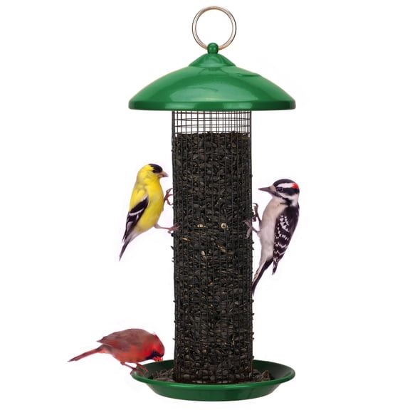 Kingsyard Green Metal Mesh Bird Feeder for Outside, Large Wire Mesh Sunflower and Peanut Feeder with Tray