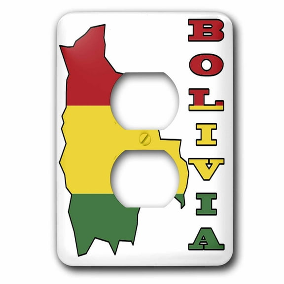 3dRose, Bolivia flag in the map and letters of Bolivia, 2 plug outlet cover
