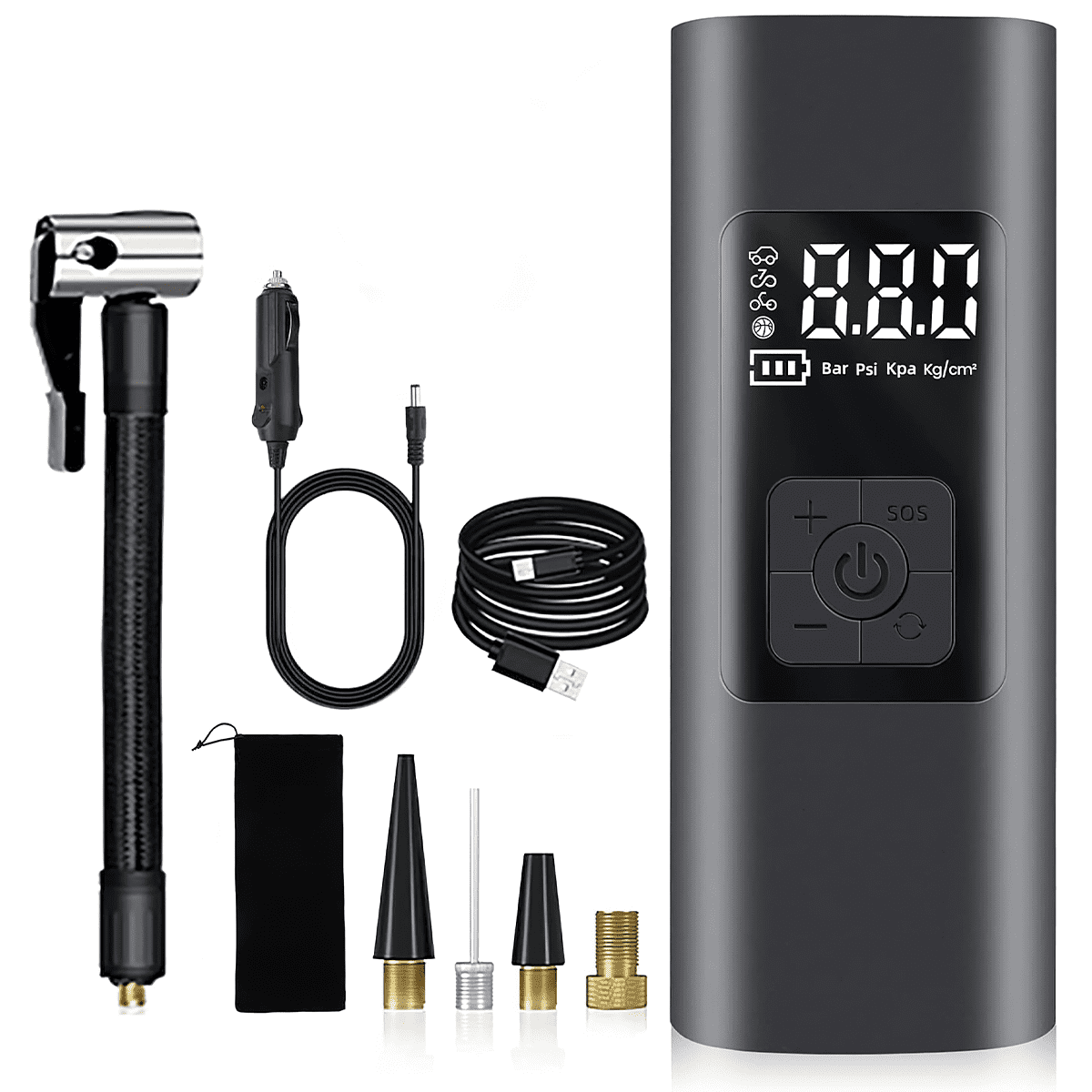 Tire Inflator Portable 150 PSI Air Compressor Bicycle Pump with Digital Pressure Gauge Cordless Rechargeable Tire Pump with Emergency LED Light