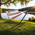 thumbnail image 5 of Lazy Daze 9-ft. Brazilian Double Hammock with Stand, Pillow, and Carrying Case, Blue/Green Striped, 5 of 8