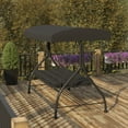 thumbnail image 3 of BizChair 3-Seat Outdoor Steel Converting Patio Swing Canopy Hammock with Cushions / Outdoor Swing Bed (Black), 3 of 15