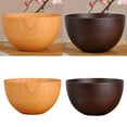 thumbnail image 3 of veasfak Natural Wood Round Bowl Handmade Tableware Fruit Rice Bowl Dark Color, 3 of 9