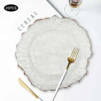 Clear Charger Plates, Flower Shape Gold Table Charger Plates, 25 Pieces of Plates Dinner Charger Plates PS