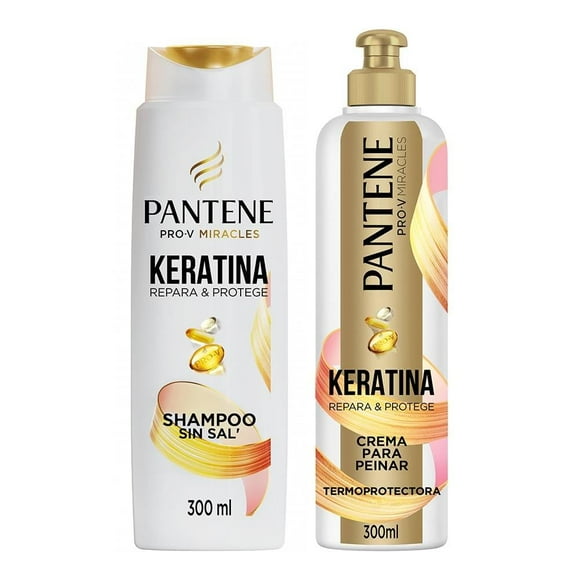 Shampoo y crema para peinar Pantene Keratina termoprotectora 300 ml
