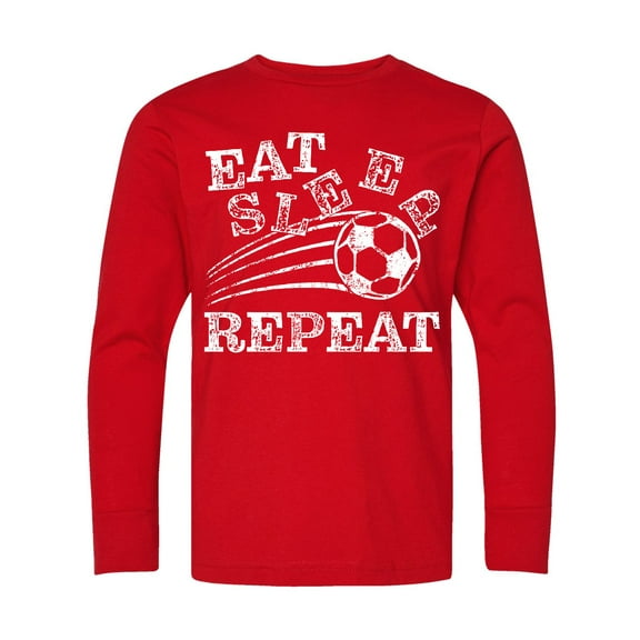 Inktastic Eat Sleep Soccer Repeat Long Sleeve Youth T-Shirt