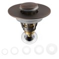 thumbnail image 1 of Fransiton Tapón para fregadero de baño de 1,1 a 1,77 pulgadas, tapón de drenaje para fregadero emergente, tapón de drenaje antiobstrucción con recogedor de pelo desmontable, bronce oscuro, 1 of 8