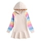 thumbnail image 1 of Odeerbi Niñas Sudaderas Con Capucha Vestido Plisado Sudadera de Algodón Vestido Rayas Arco Iris Manga Larga Vestido Suelto, 1 of 3
