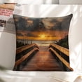 thumbnail image 6 of wooden walkway beach sunset Linen toss pillowcase decoration pillowcase gifting preferred 20x20 inch cushion cover 4 sets sofa pillowcase sofa bedroom living room car, 6 of 8