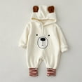 thumbnail image 2 of Huowey Baby Warm Bear Footie Romper Thick Jumpsuit Onesie One-Pieces Winter Outerwear Cozy Dailywear, 0-3 Months, 2 of 7