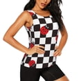 thumbnail image 2 of Balery Ladybugs Of Black And White Checkers Camiseta sin mangas estampada ligera para mujer, tops de entrenamiento sin mangas, camisetas de yoga transpirables de secado rápido.-Medium, 2 of 7