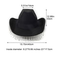 thumbnail image 7 of Vjnyvs Women's Cowboy Hat Set with Bandana and Heart-Shaped Sunglasses, Cowboy Hat Rhinestone Fringe Wide Brim Disco Cowboy Hat Black, 7 of 7